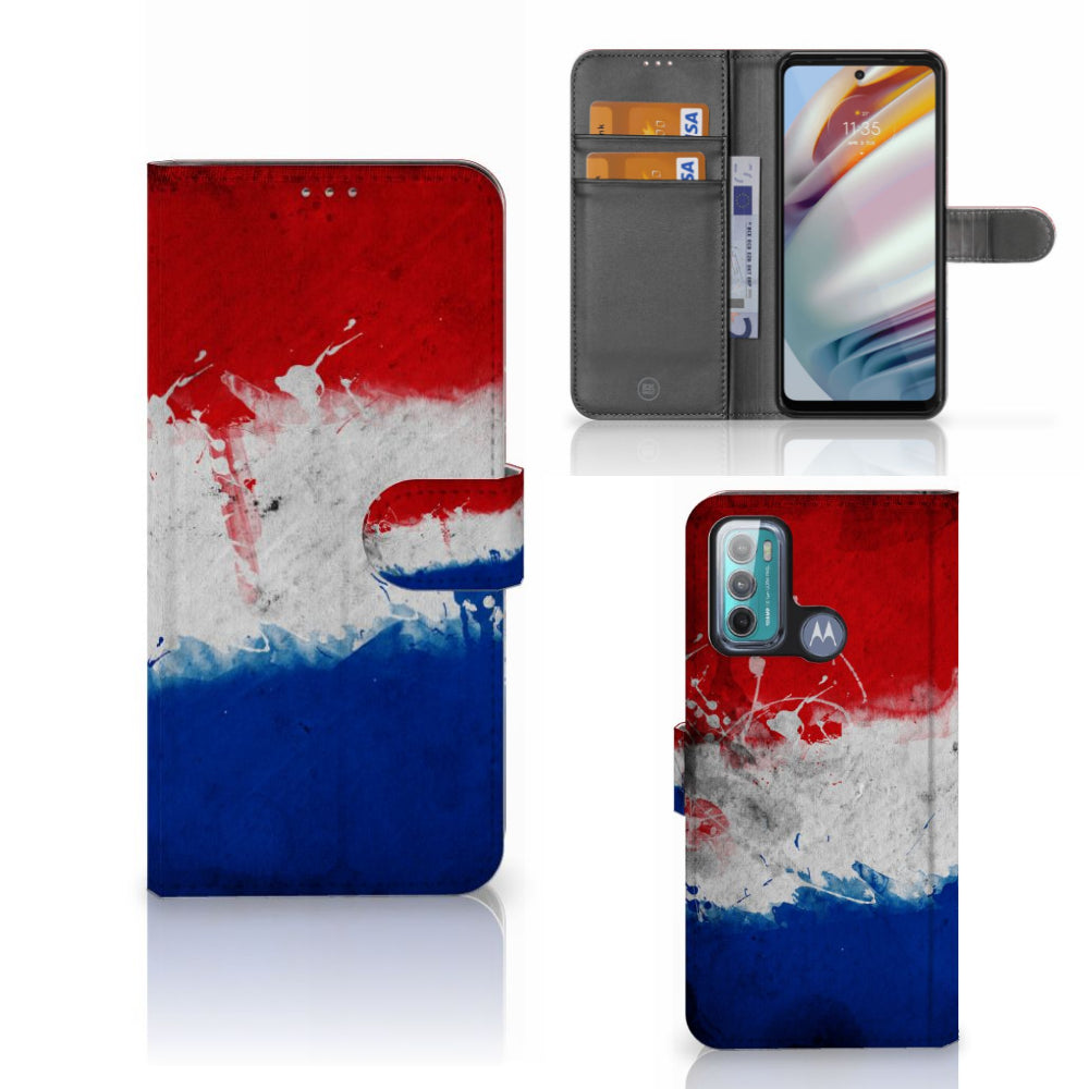 Motorola Moto G60 Bookstyle Case Nederland met Nederlandse vlag ontwerp, perfect voor Nederlanders.