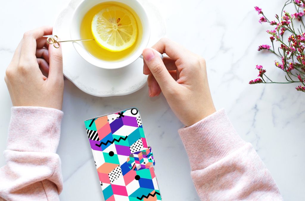 Sony Xperia XZ1 Book Case Blokken Kleurrijk