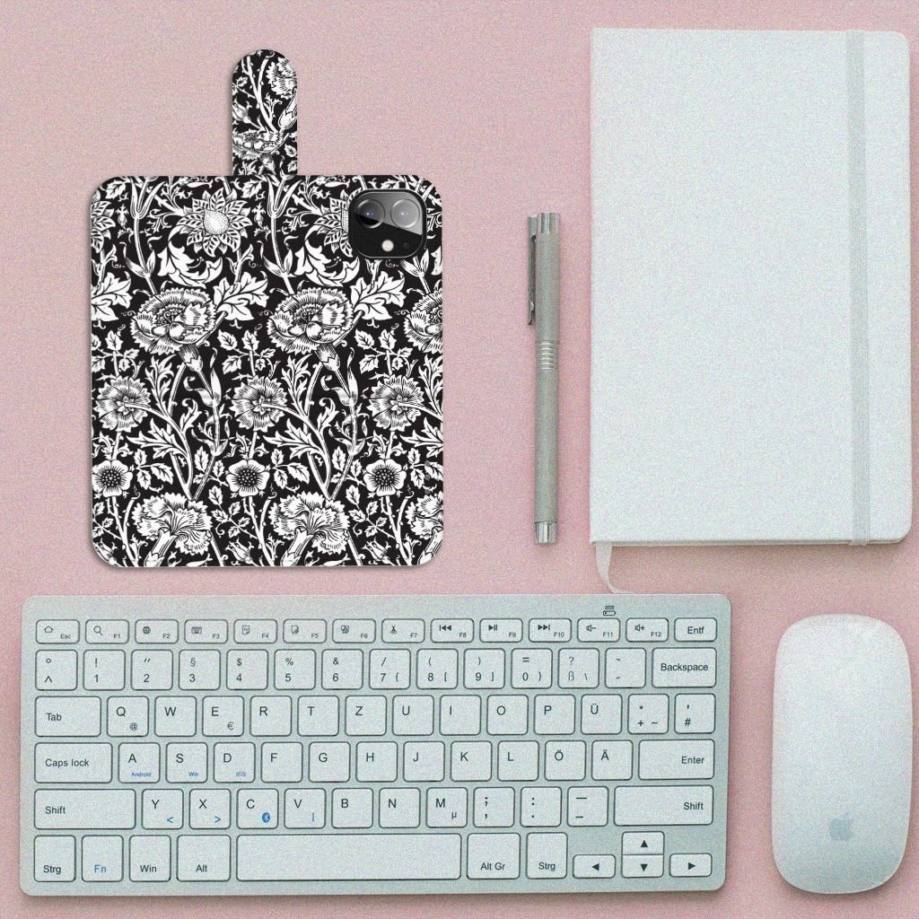 Apple iPhone 12 Mini Hoesje Black Flowers
