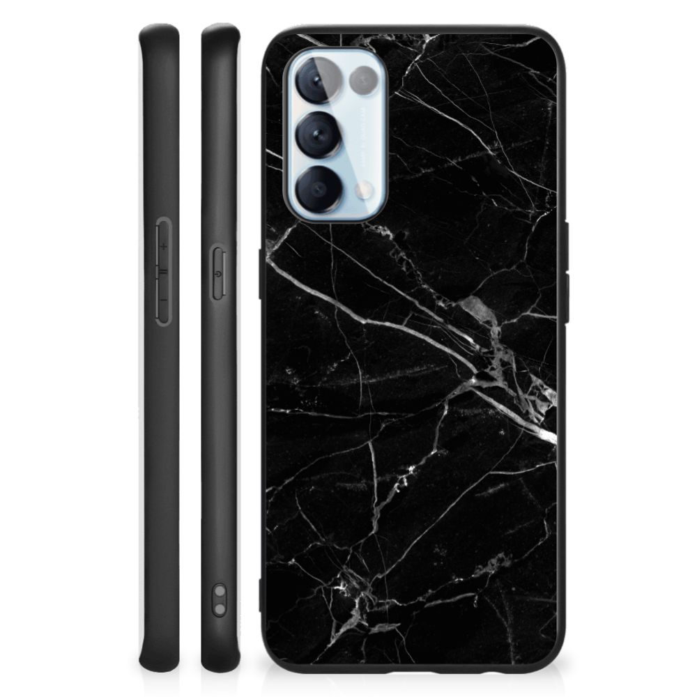 OPPO Reno5 5G | Find X3 Lite Marmeren Print Telefoonhoesje Marmer Zwart - Origineel Cadeau Vader