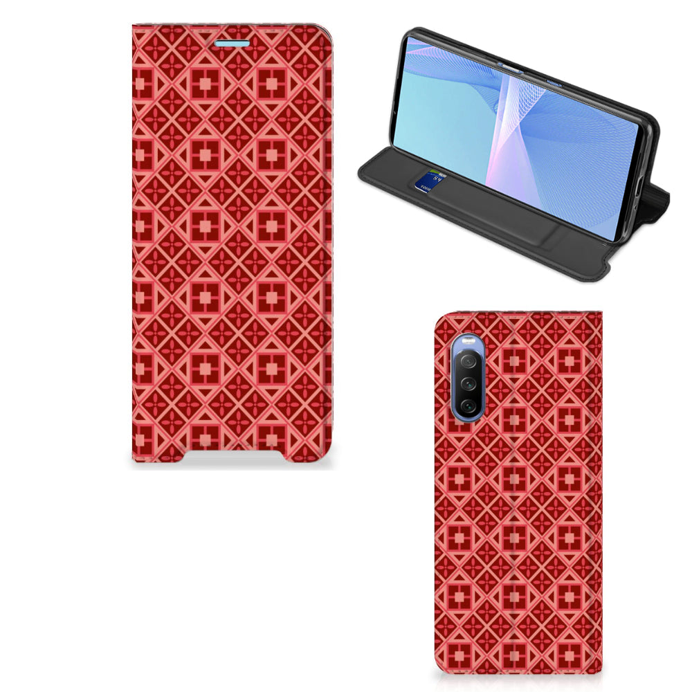 Sony Xperia 10 III Hoesje met Magneet Batik Rood