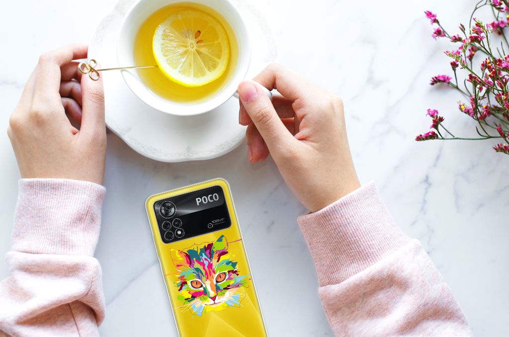 Xiaomi Poco X4 Pro 5G Telefoonhoesje met Naam Cat Color B2C Telecom