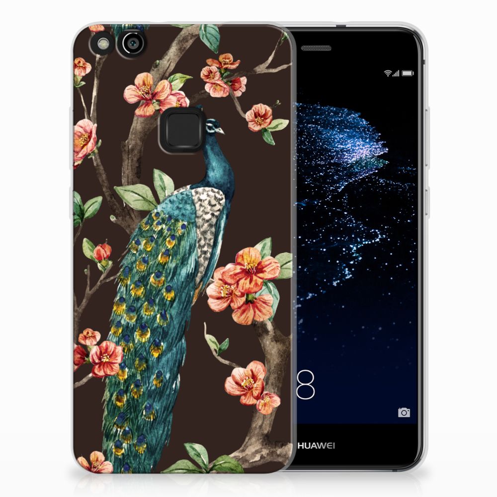 Huawei P10 Lite TPU Hoesje Pauw met Bloemen