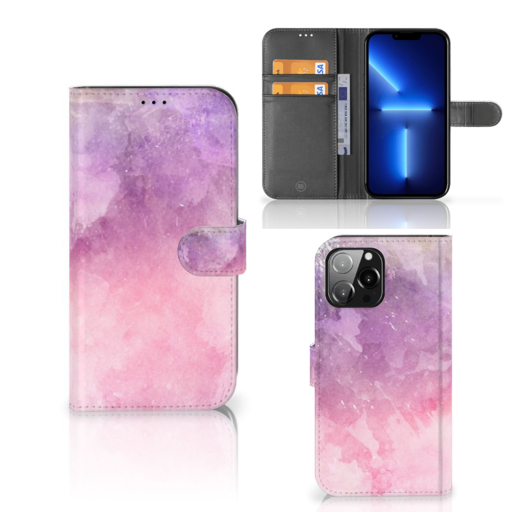 Hoesje iPhone 13 Pro Max Pink Purple Paint met schilderachtig design en veilige TPU-siliconen houder.