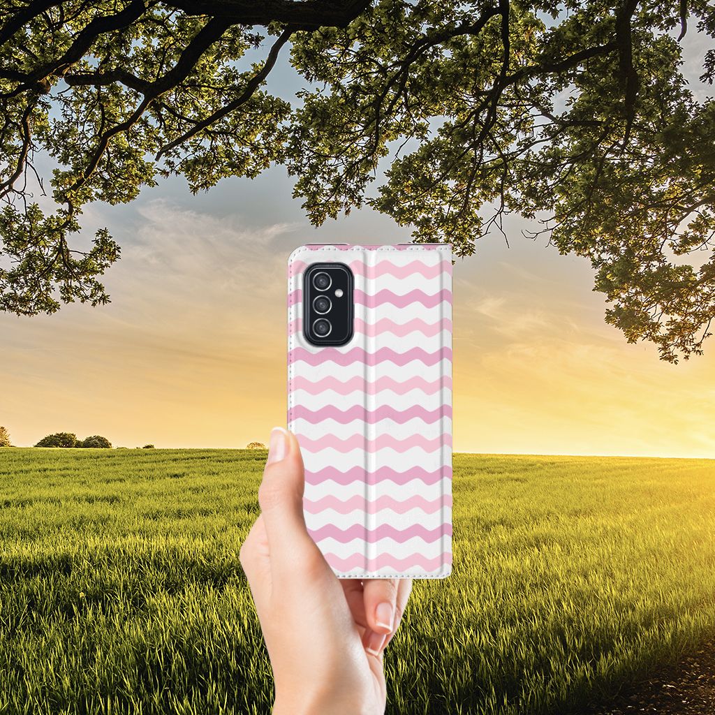 Samsung Galaxy M52 Hoesje met Magneet Waves Roze - B2C Telecom