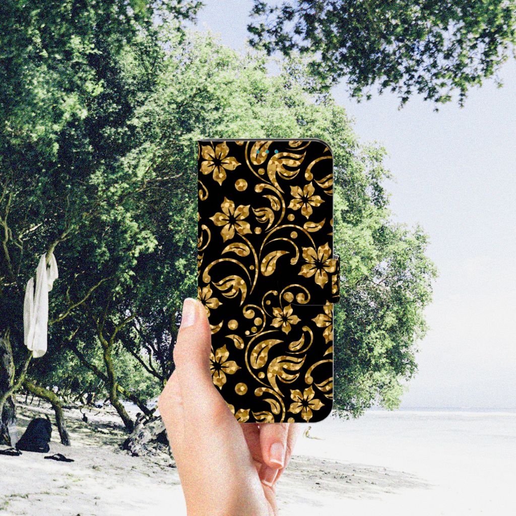 Samsung Galaxy A73 5G Hoesje Gouden Bloemen