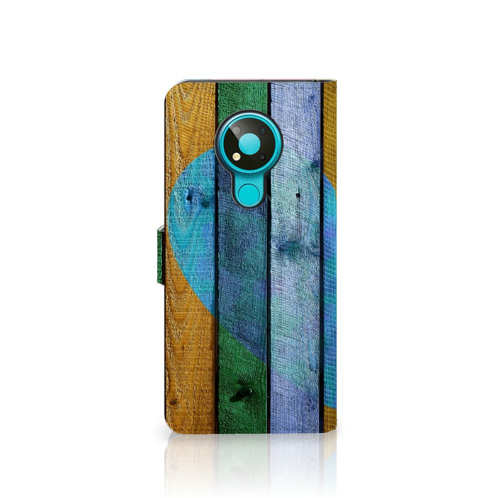 Nokia 3.4 Book Style Case Wood Heart - Cadeau voor je Vriend
