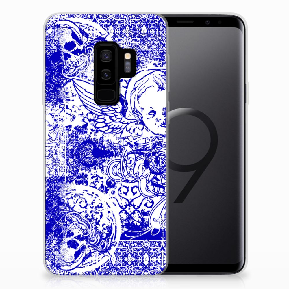 Silicone Back Case Samsung Galaxy S9 Plus Angel Skull Blauw