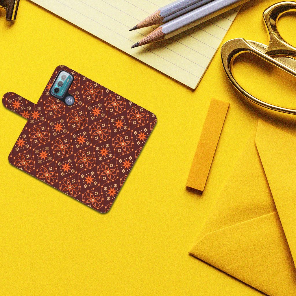 Motorola Moto G60 Telefoon Hoesje Batik Brown