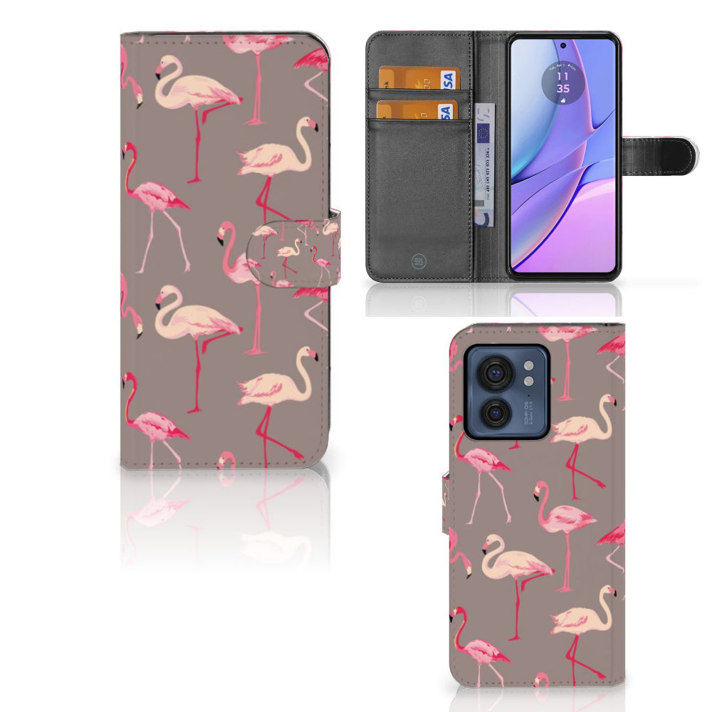 Motorola Edge 40 Telefoonhoesje met Pasjes Flamingo