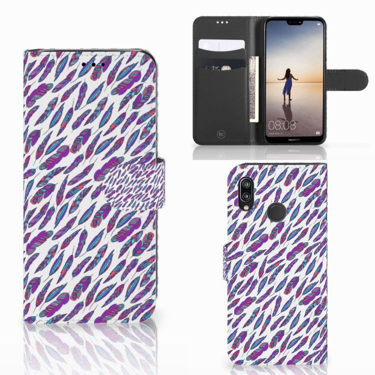 Huawei P20 Lite Telefoon Hoesje Feathers Color