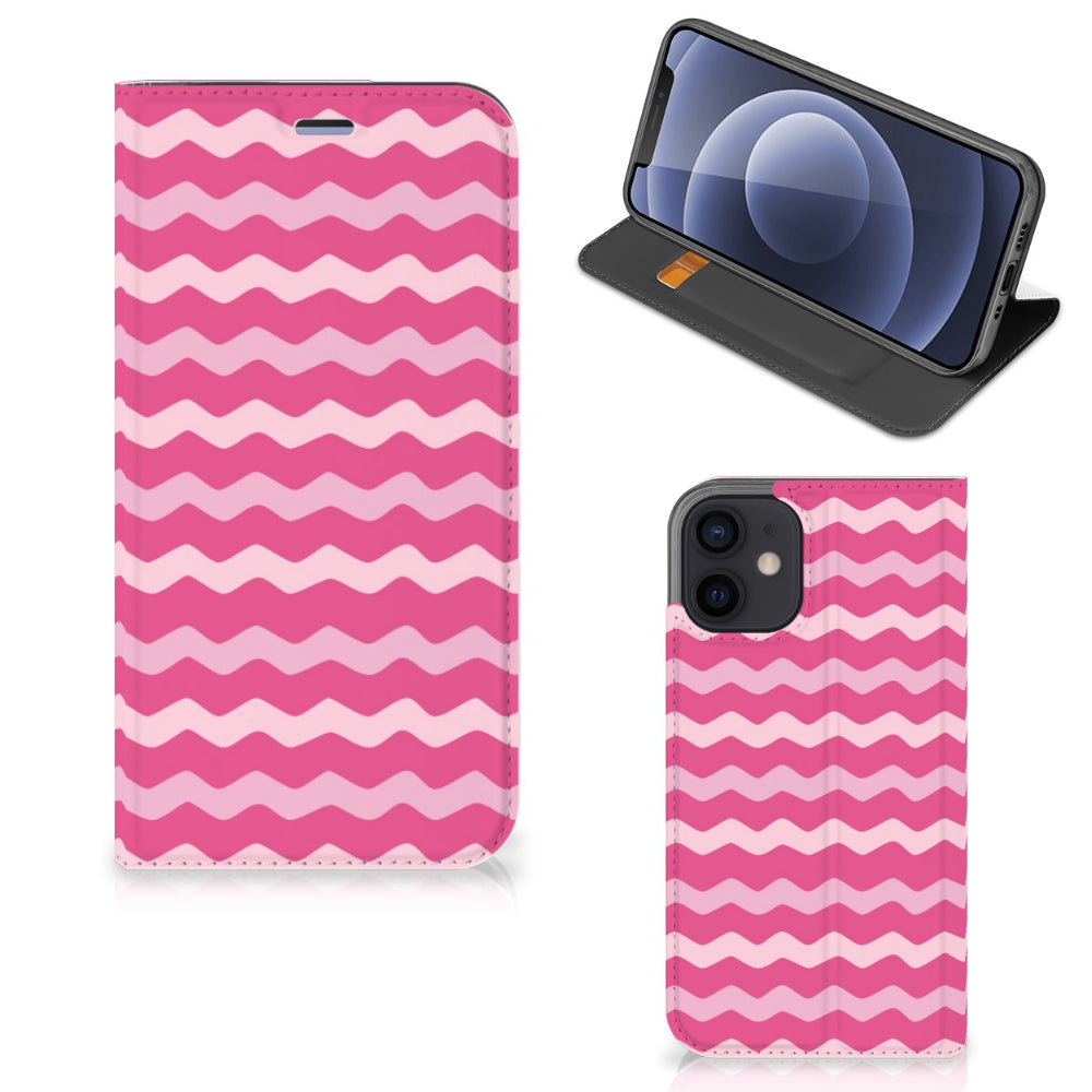 iPhone 12 Mini Hoesje met Magneet Waves Pink