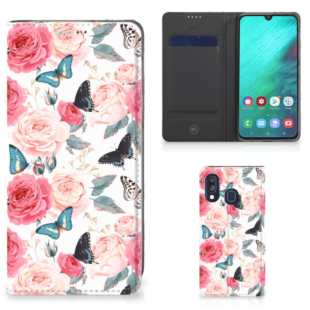 Samsung Galaxy A40 Smart Cover Butterfly Roses