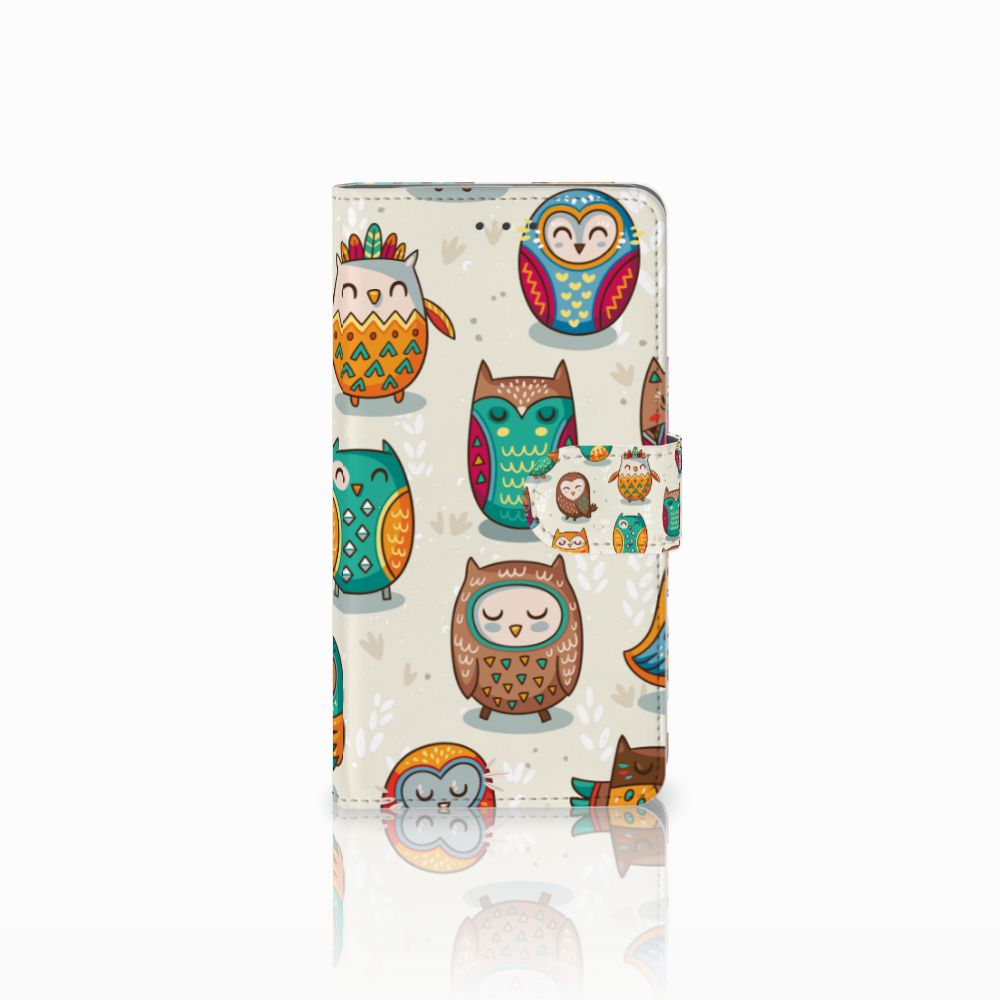 Samsung Galaxy J7 2016 Telefoonhoesje met Pasjes Vrolijke Uilen