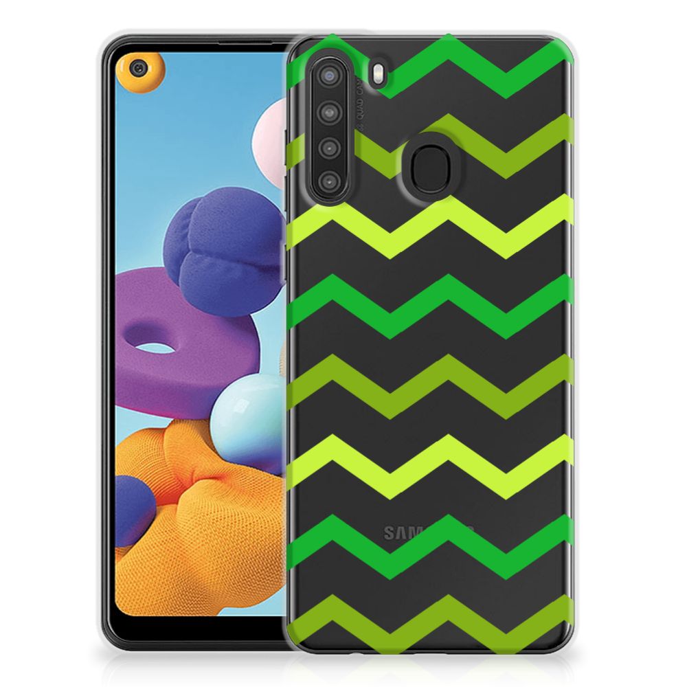 Samsung Galaxy A21 TPU bumper Zigzag Groen B2C Telecom