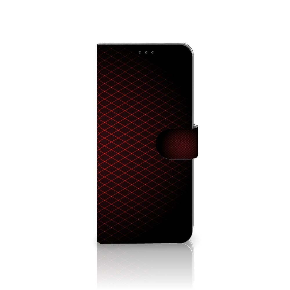 Motorola Edge 20 Pro Telefoon Hoesje Geruit Rood met minimalistisch design en ruimte voor 3 pasjes.