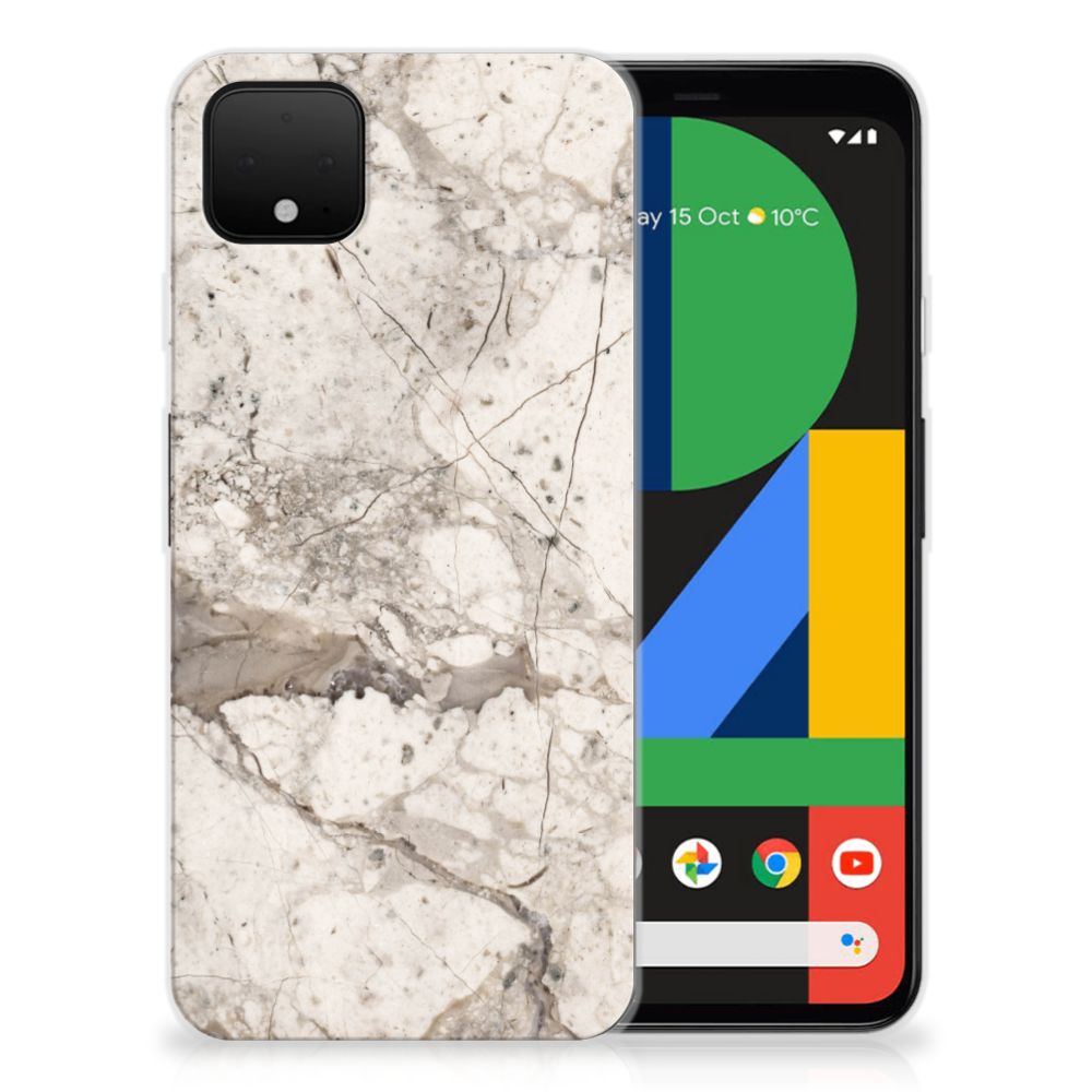 Google Pixel 4 XL TPU Siliconen Hoesje Marmer Beige