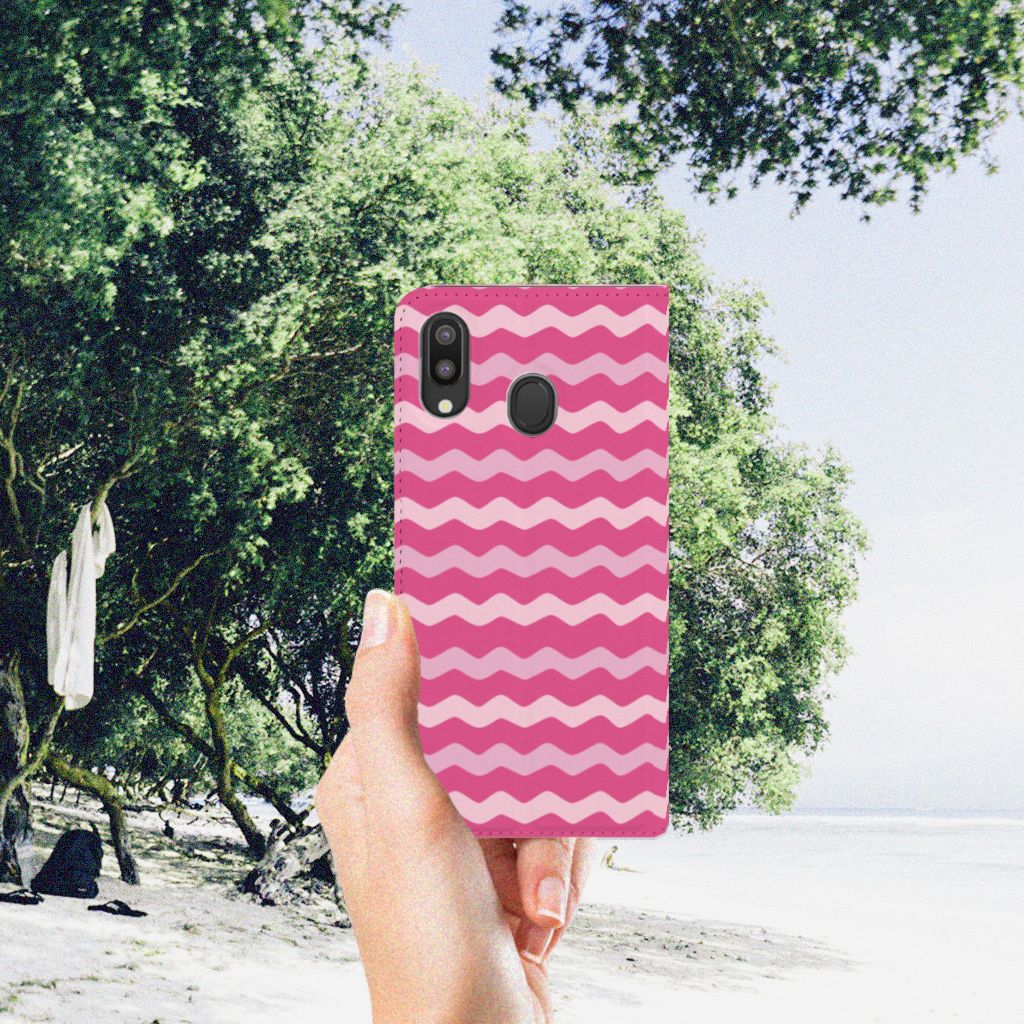 Samsung Galaxy M20 Hoesje met Magneet Waves Pink