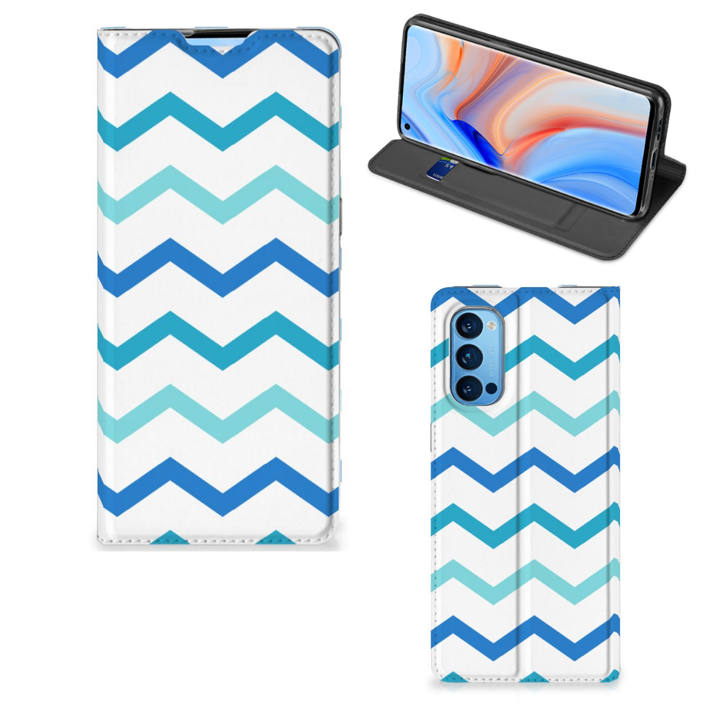 OPPO Reno4 Pro 5G Hoesje met Magneet Zigzag Blauw - B2C Telecom