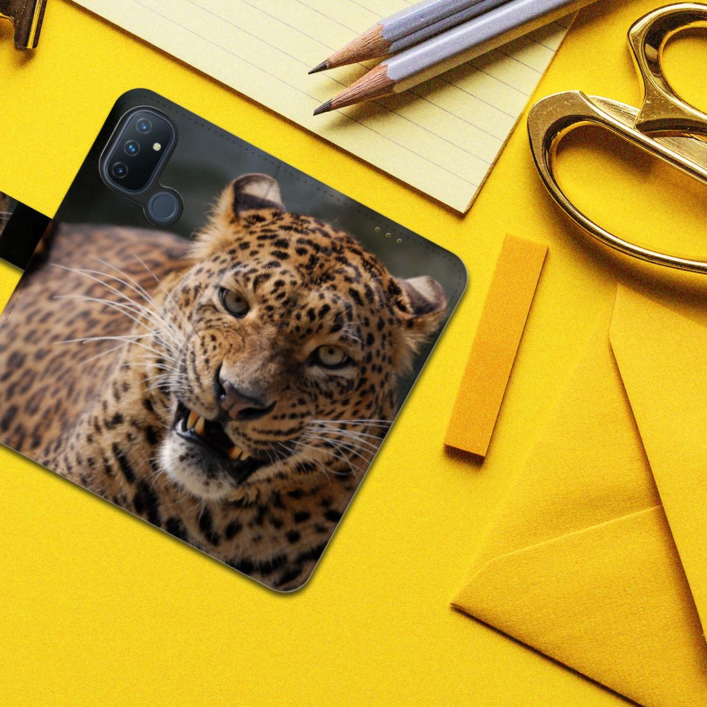 OnePlus Nord N100 Telefoonhoesje met Pasjes Luipaard