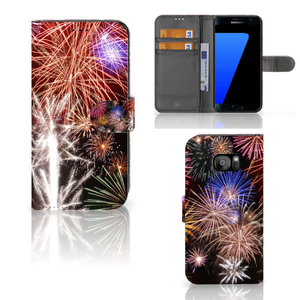 Samsung Galaxy S7 Edge Wallet Case met Pasjes Vuurwerk