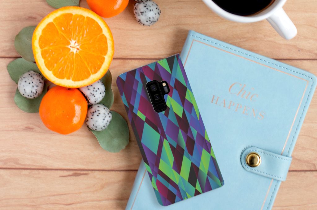 Samsung Galaxy S9 Plus Stand Case Abstract Green Blue