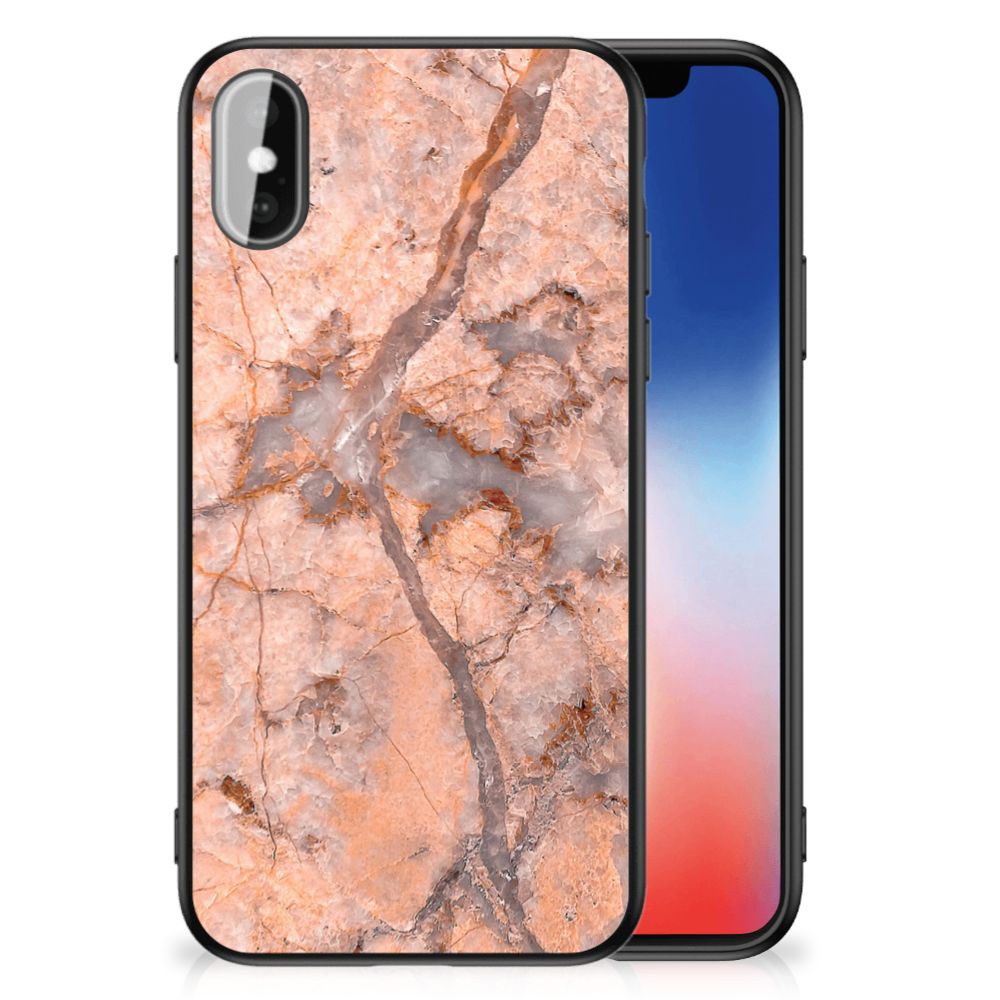 iPhone X | Xs Marmeren Print Telefoonhoesje Marmer Oranje