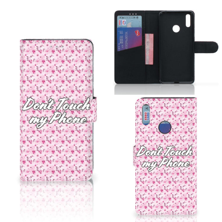 Huawei Y7 (2019) Portemonnee Hoesje Flowers Pink DTMP