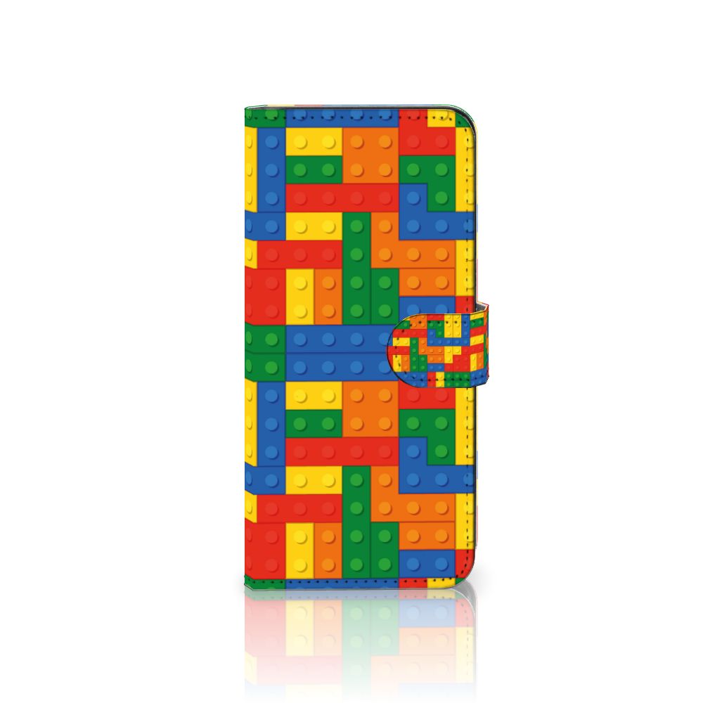 Samsung Galaxy A14 4G Telefoon Hoesje Blokken met kleurrijk blokken design en pasjeshouder