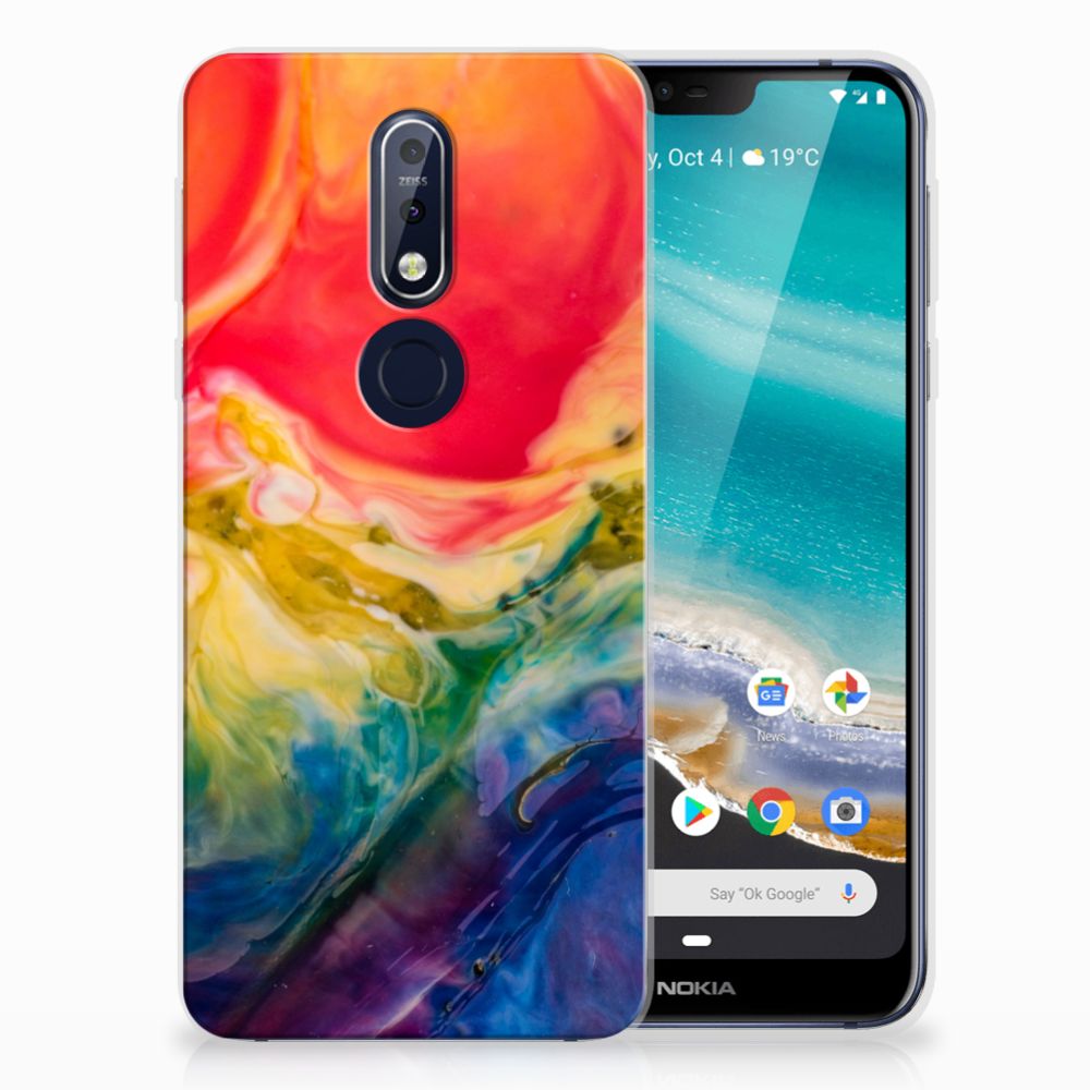 Hoesje maken Nokia 7.1 Watercolor Dark