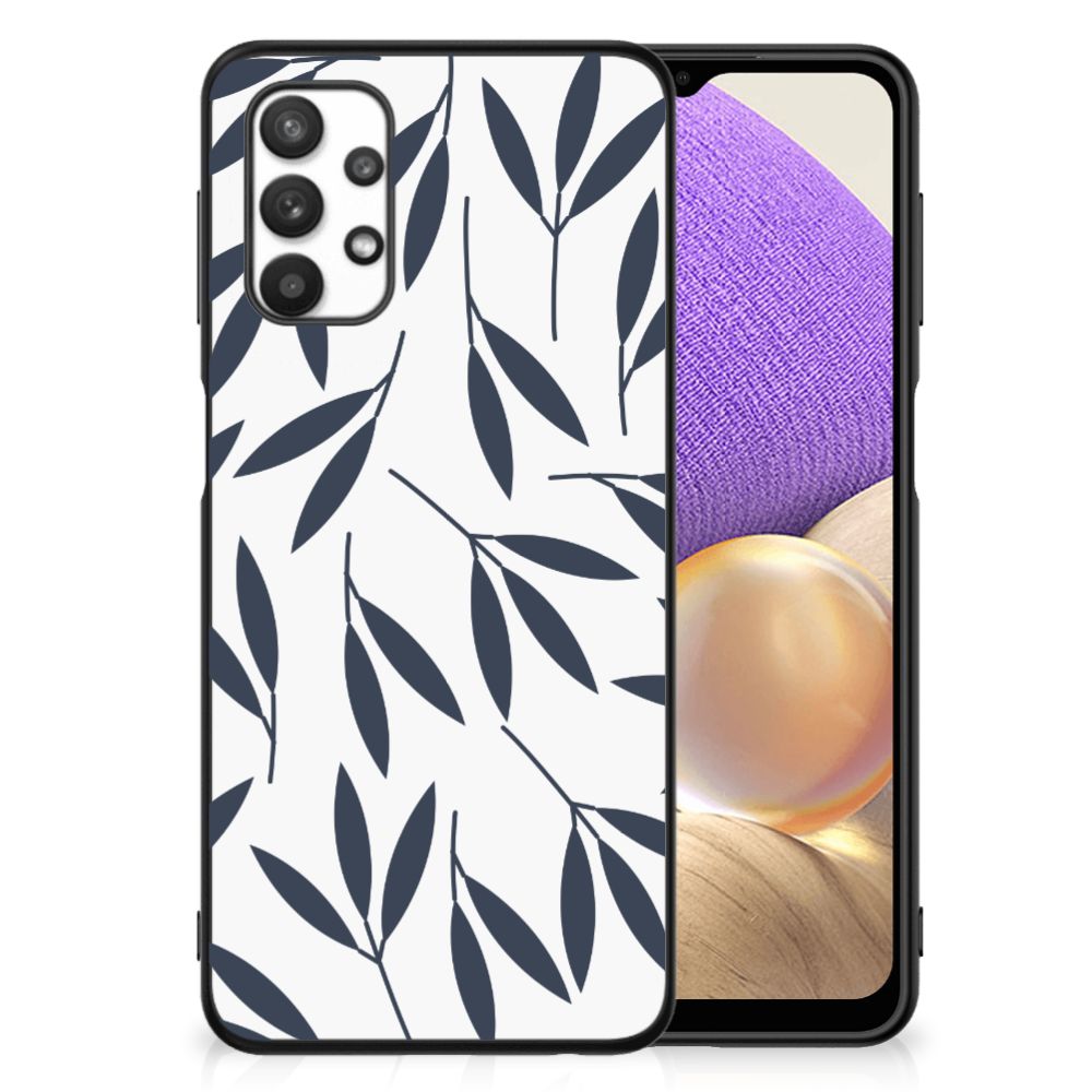 Samsung Galaxy A32 5G Bloemen Hoesje Leaves Blue B2C Telecom
