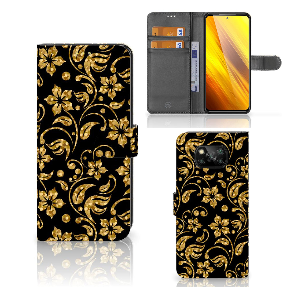 Xiaomi Poco X3 | Poco X3 Pro Hoesje Gouden Bloemen