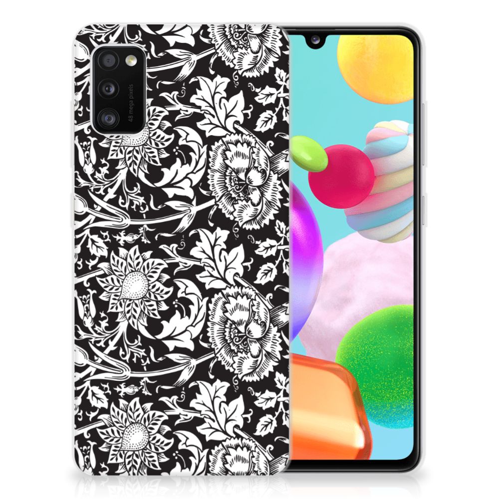 Samsung Galaxy A41 TPU Case Black Flowers