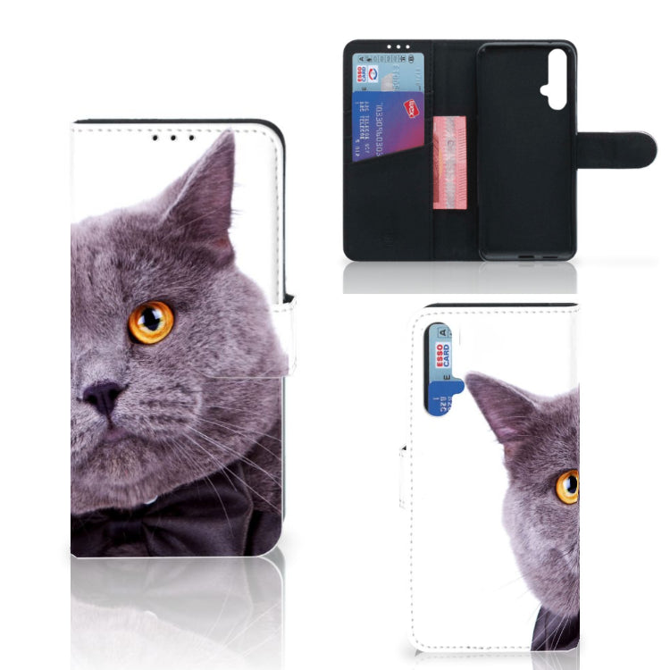 Honor 20 Telefoonhoesje met Pasjes Kat