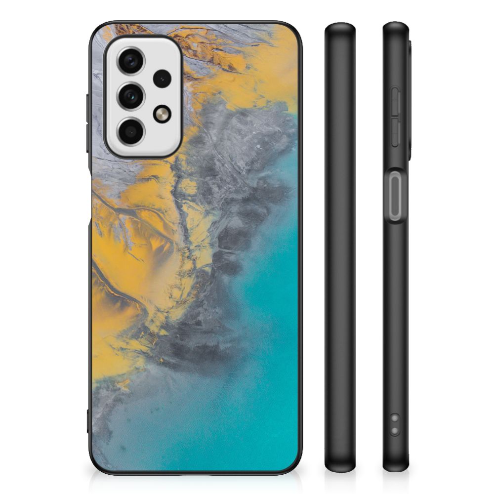 Samsung Galaxy A23 Marmeren Print Telefoonhoesje Marble Blue Gold B2C Telecom