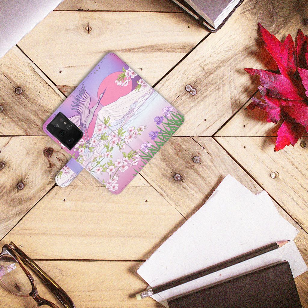 Samsung Galaxy S21 Ultra Telefoonhoesje met Pasjes Bird Flying