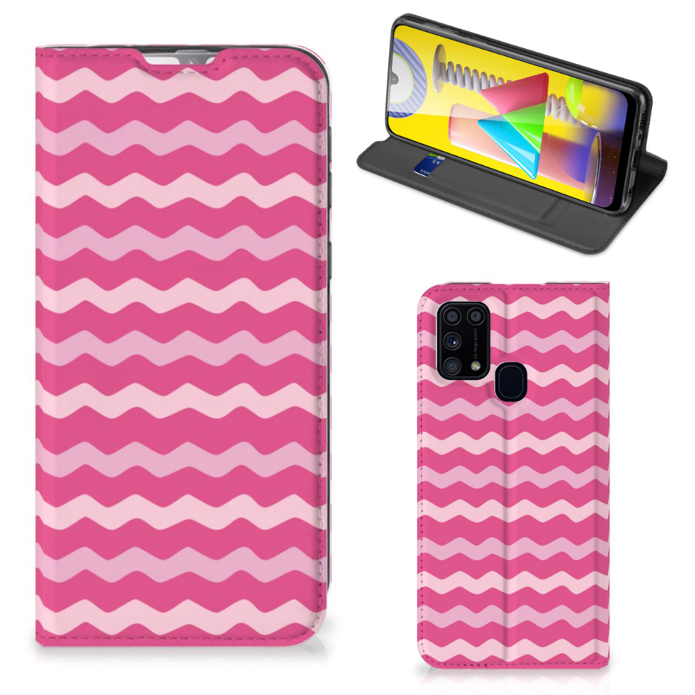 Samsung Galaxy M31 Hoesje met Magneet Waves Pink - B2C Telecom