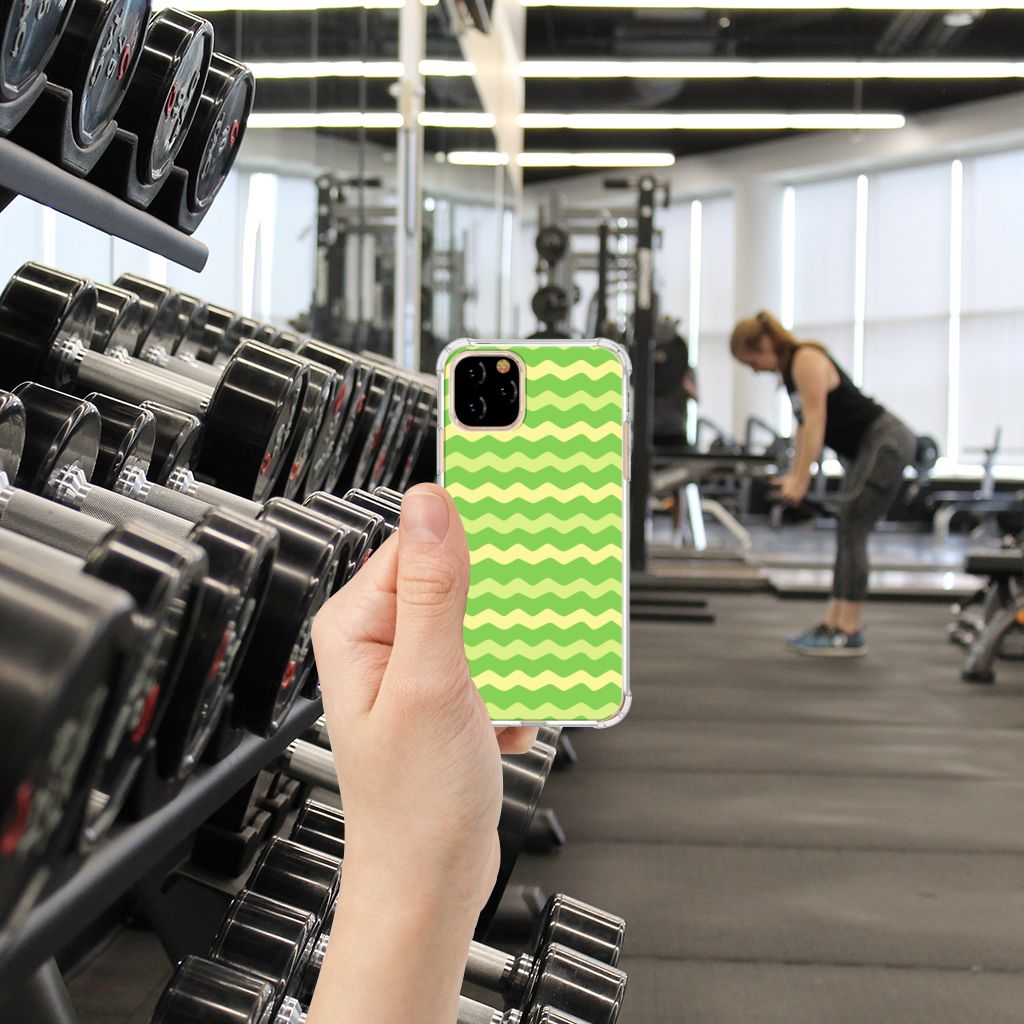 Apple iPhone 11 Pro Doorzichtige Silicone Hoesje Waves Green