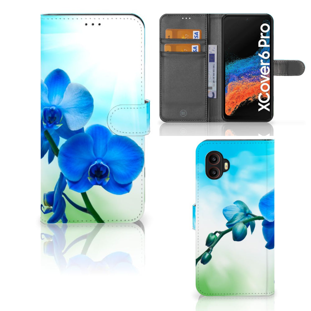 Samsung Galaxy Xcover 6 Pro Hoesje Orchidee Blauw - Cadeau voor je Moeder