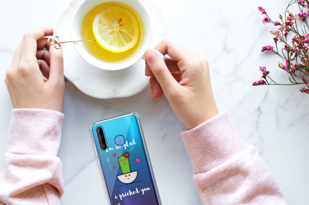 Huawei P30 Lite Stevig Bumper Hoesje Cactus Glad