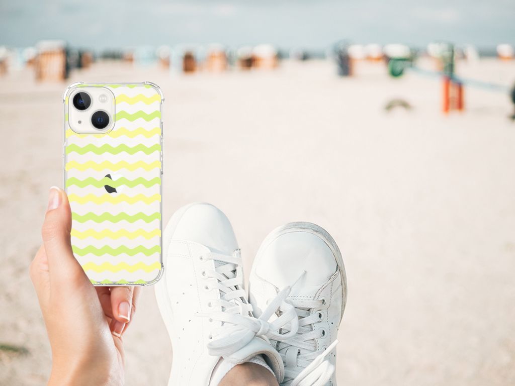 iPhone 13 Doorzichtige Silicone Hoesje Waves Yellow B2C Telecom