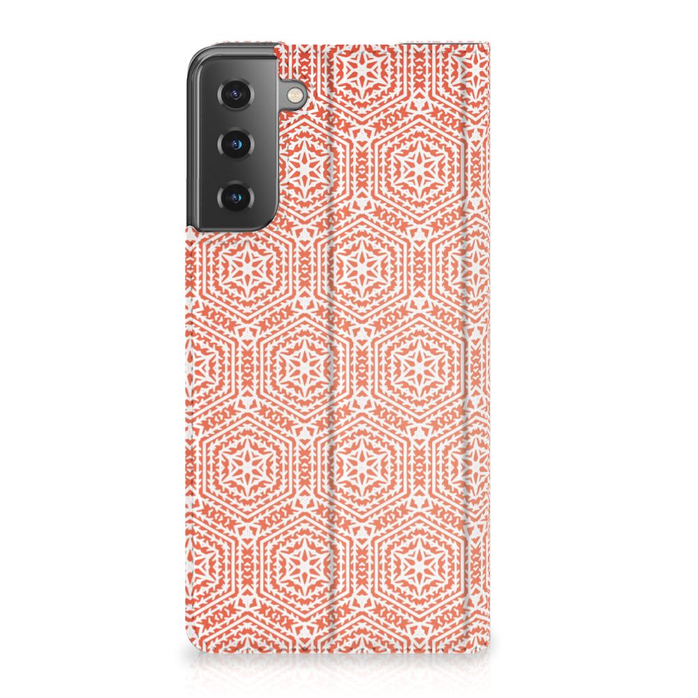 Samsung Galaxy S21 Plus Hoesje met Magneet Pattern Orange - B2C Telecom