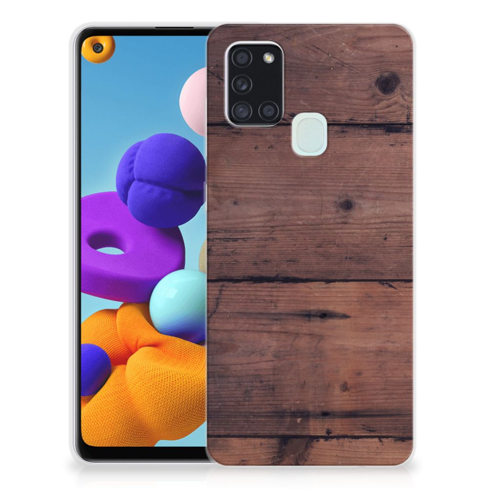 Samsung Galaxy A21s Bumper Hoesje Old Wood