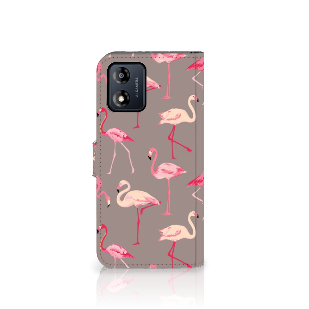 Motorola Moto E13 4G Telefoonhoesje met Pasjes Flamingo