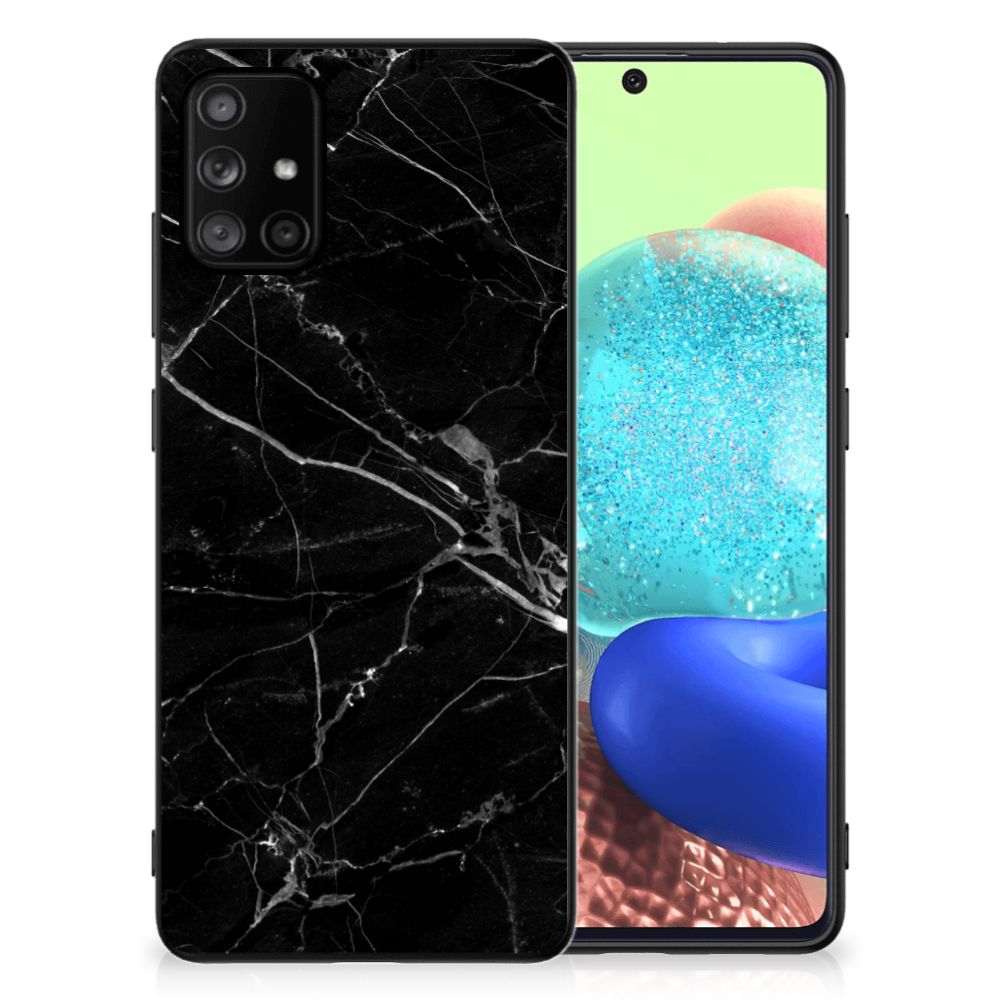Samsung Galaxy A71 Marmeren Print Telefoonhoesje Marmer Zwart - Origineel Cadeau Vader