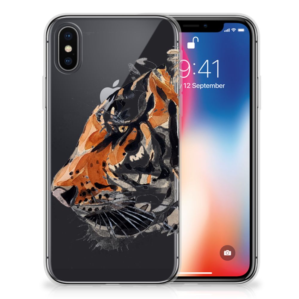 Hoesje maken Apple iPhone X | Xs Watercolor Tiger