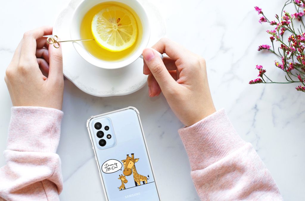 Samsung Galaxy A23 Stevig Bumper Hoesje Giraffe - B2C Telecom