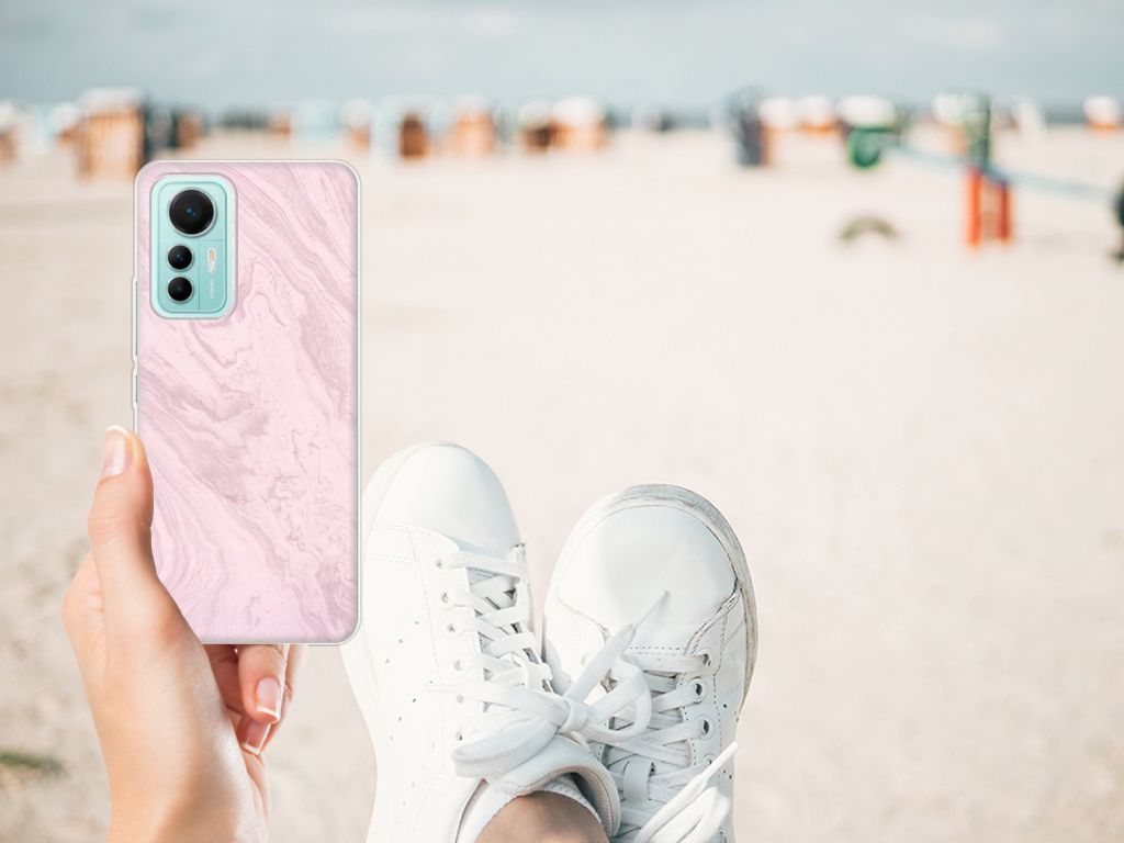 Xiaomi 12 Lite TPU Siliconen Hoesje Marble Pink B2C Telecom