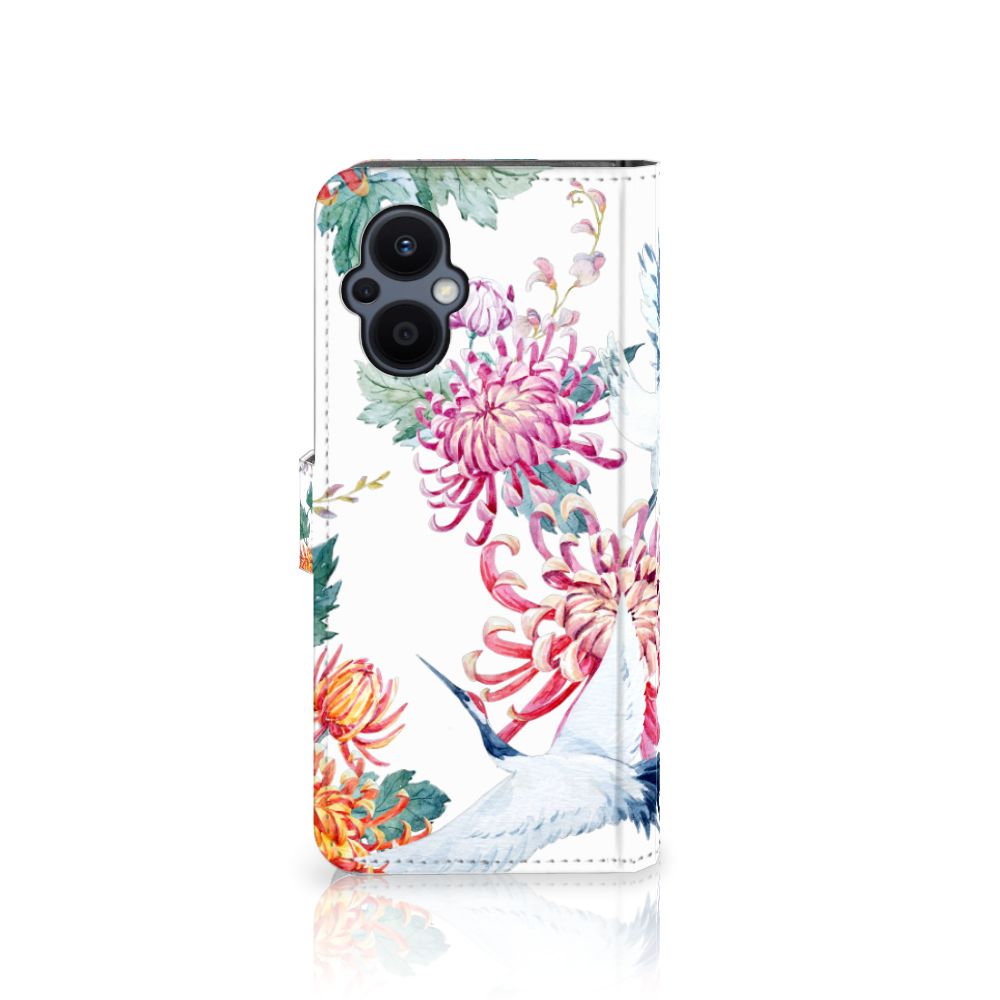 OPPO Reno 8 Lite | OnePlus Nord N20 Telefoonhoesje met Pasjes Bird Flowers