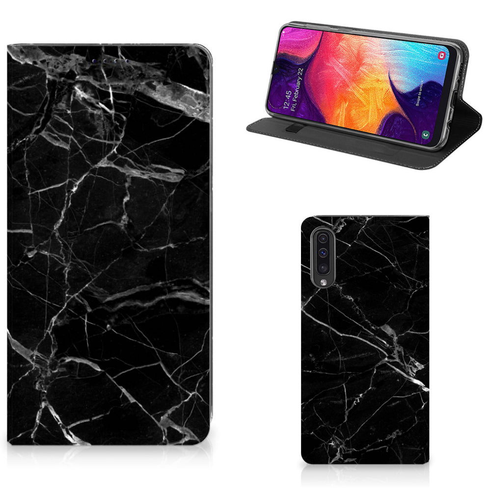 Samsung Galaxy A50 Standcase Marmer Zwart - Origineel Cadeau Vader